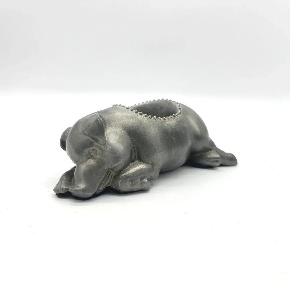 Morton's Steakhouse Vintage Pewter Sleeping Pig Oil Lamp Base Petites Choses 7